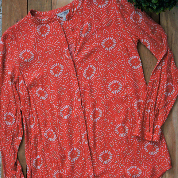 Lucky Brand Printed Button-Up Blouse - Picture 1 of 4